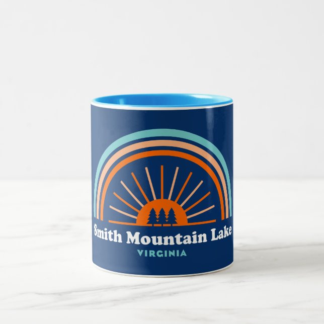 Caneca De Café Em Dois Tons Smith Mountain Lake Virginia Rainbow (Centro)