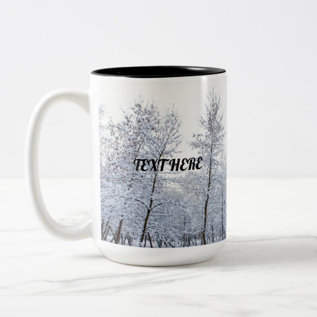 Caneca De Café Em Dois Tons Snow Mug com mensagem personalizada (Esquerda)