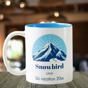 Caneca De Café Em Dois Tons Snowbird Utah USA ski souvenir café
