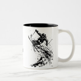 Caneca De Café Em Dois Tons Snowboard Brush Art - Skier Jump