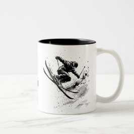 Caneca De Café Em Dois Tons Snowboard Brush Art - Skier Slush Powder