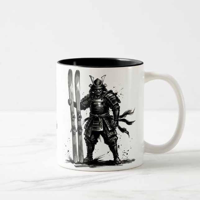 Caneca De Café Em Dois Tons Snowboard Brush Art - Snowboarder Husky (Direita)