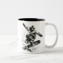 Caneca De Café Em Dois Tons Snowboard Brush Art - Snowboarder Light