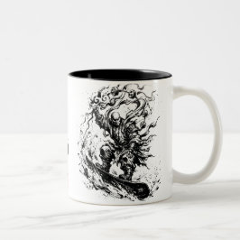 Caneca De Café Em Dois Tons Snowboard Brush Art - Snowboarder Raijin God