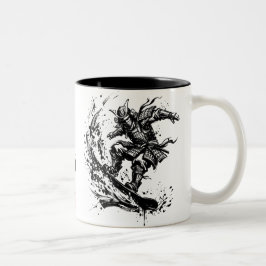 Caneca De Café Em Dois Tons Snowboard Brush Art - Snowboarder Samurai