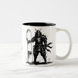 Caneca De Café Em Dois Tons Snowboard Brush Art - Snowboarder Standing Samurai