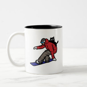 Caneca De Café Em Dois Tons Snowboard com o Meu Gato