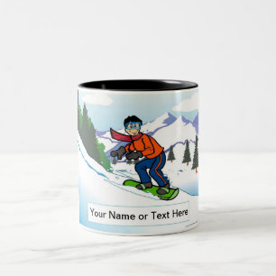 Caneca De Café Em Dois Tons Snowboard Personalizado - Cartoon Masculino
