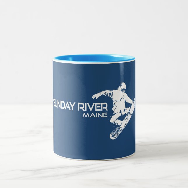 Caneca De Café Em Dois Tons Snowboarder do Sunday River Maine (Centro)
