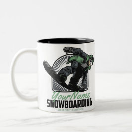 Caneca De Café Em Dois Tons Snowboarding Personalizado Snow Boarder Destruindo