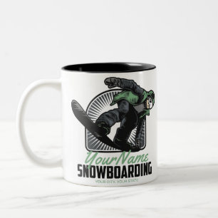 Caneca De Café Em Dois Tons Snowboarding Personalizado Snow Boarder Destruindo