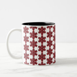 Caneca De Café Em Dois Tons Snowflake Plaid Red Black Buffalo
