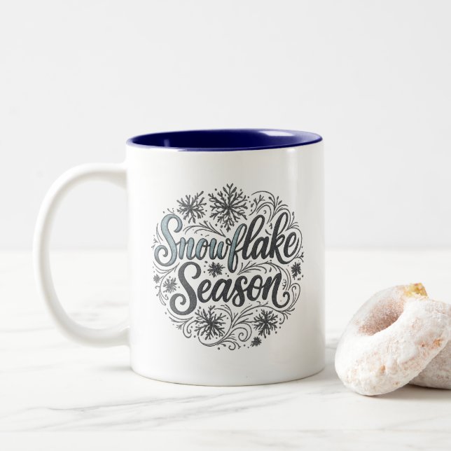 Caneca De Café Em Dois Tons Snowflake Season Winter Aestic Coffee Mug (Com Donut)
