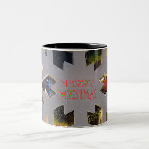 Caneca De Café Em Dois Tons Snowflake Serenity Felry Feliz ano novo de Natal