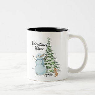 Caneca De Café Em Dois Tons Snowman Christmas Chee Winter Wonderland