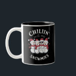 Caneca De Café Em Dois Tons Snowman Christmas Chillin with My Snowmies Gift<br><div class="desc">Snowman Christmas Chillin with My Snowmies Gift</div>
