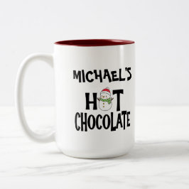 Caneca De Café Em Dois Tons Snowman de Chocolate Quente para Crianças e Nome P