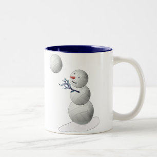 Caneca De Café Em Dois Tons Snowman De Voleibol