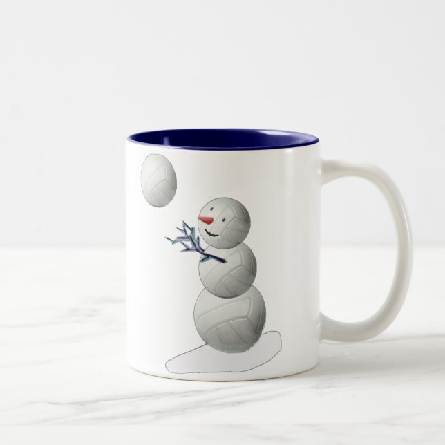Caneca De Café Em Dois Tons Snowman De Voleibol (Direita)