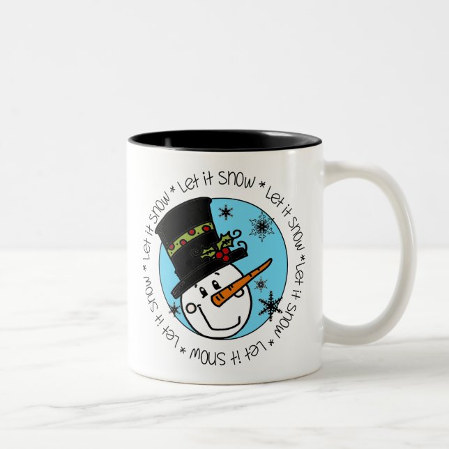 Caneca De Café Em Dois Tons Snowman Deixe-o nevar (Direita)