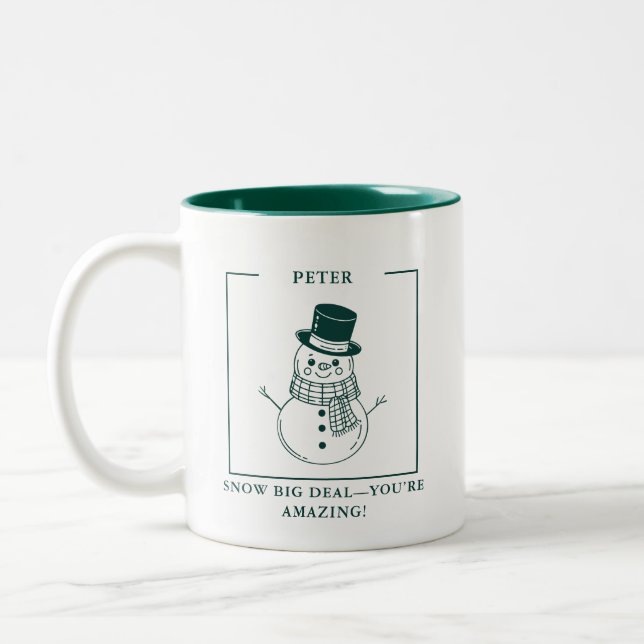 Caneca De Café Em Dois Tons Snowman Mug personalizado - Presente para Colega (Esquerda)