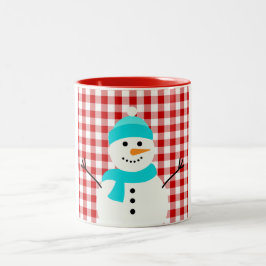 Caneca De Café Em Dois Tons Snowman Na Xadrez