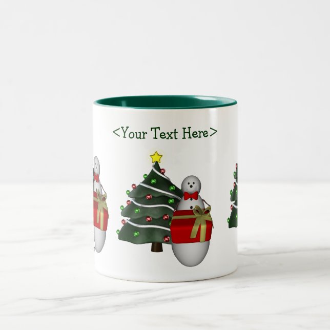 Caneca De Café Em Dois Tons Snowman Tree - Mug Personalizado de Natal (Centro)