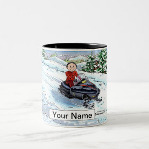 Caneca De Café Em Dois Tons Snowmobile - Cartoon masculino
