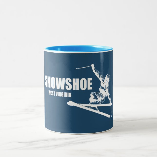 Caneca De Café Em Dois Tons Snowshoe Mountain West Virginia Skier (Centro)