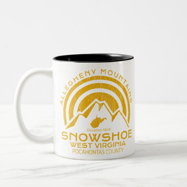 Caneca De Café Em Dois Tons Snowshoe West Virginia Mountain (Esquerda)