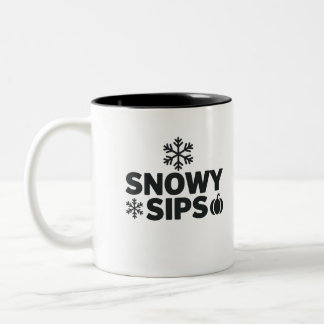 Caneca De Café Em Dois Tons Snowy Sips Mug - Floco de neve sazonal e decola de