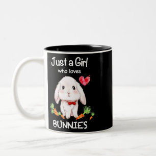 Caneca De Café Em Dois Tons Só uma garota que ama o coelho de Bunnies