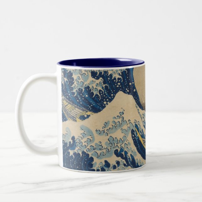 Caneca De Café Em Dois Tons Sob a onda de Kanagawa - Katsushika Hokusai (Esquerda)