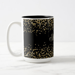 Caneca De Café Em Dois Tons Sobreposição de brilho com estampa de leopardo pre