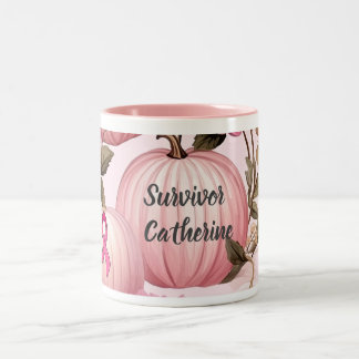 Caneca De Café Em Dois Tons Sobrevivente Pumpkin Rosa Halloween