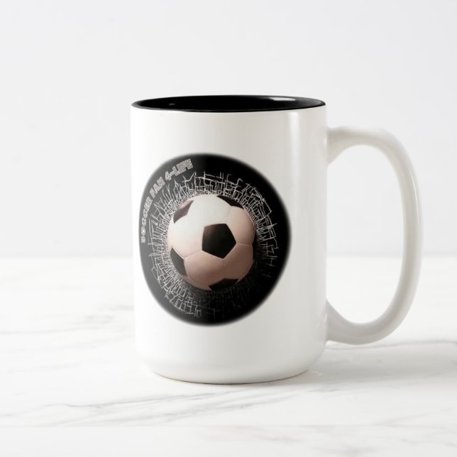 Caneca De Café Em Dois Tons Soccer Fan Ball Patterno (Direita)