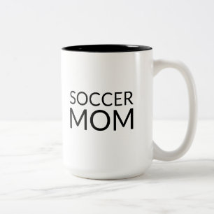 Caneca De Café Em Dois Tons Soccer Mãe, cerâmica branca preta