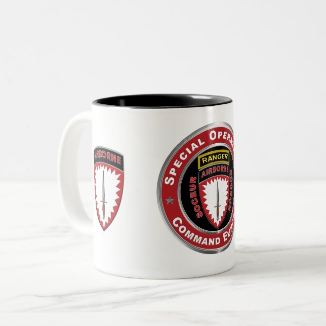 Caneca De Café Em Dois Tons SOCEUR Special Operations Command Europe (Frente Esquerda)