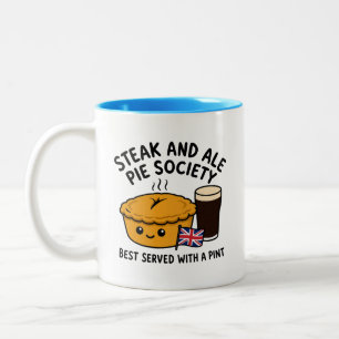 Caneca De Café Em Dois Tons Sociedade da Torta de Bife e Cerveja Cartoon