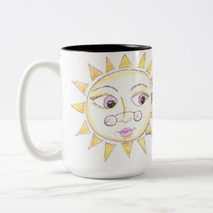 Caneca De Café Em Dois Tons Sol brilhante com óculos
