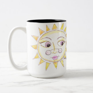 Caneca De Café Em Dois Tons Sol brilhante com óculos