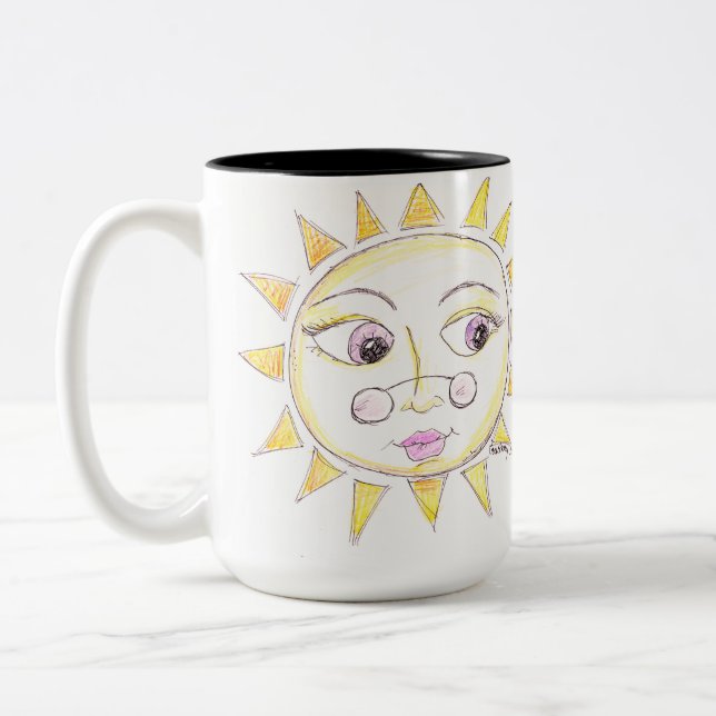 Caneca De Café Em Dois Tons Sol brilhante com óculos (Esquerda)
