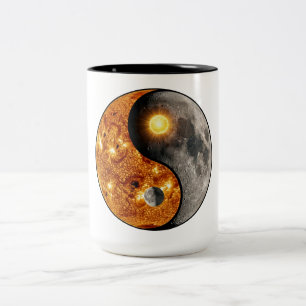 Caneca De Café Em Dois Tons Sol Celestial e Lua Yin Yang