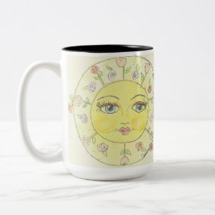 Caneca De Café Em Dois Tons Sol de flor pequena de olhos claros