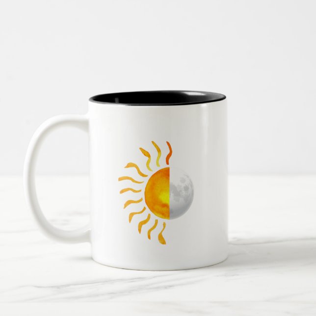 Caneca De Café Em Dois Tons Sol E Lua Híbridos (Esquerda)