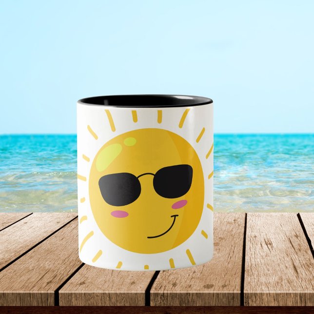 Caneca De Café Em Dois Tons Sol e Nuvem Fofos  (Criador carregado)