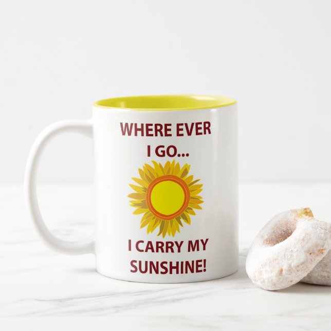 Caneca De Café Em Dois Tons Sol Girassol Luz do Sol Sol (Com Donut)