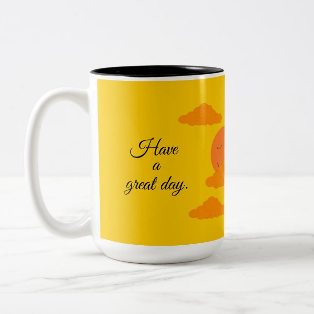 Caneca De Café Em Dois Tons Sol Laranja no Céu Dourado: (Esquerda)