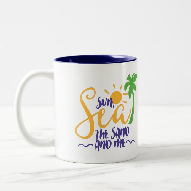 Caneca De Café Em Dois Tons Sol, Mar, Areia e Eu (Esquerda)