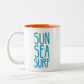 Caneca De Café Em Dois Tons Sol, Mar E Surf AZUL